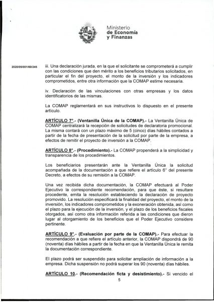 Hoja 5/15 del decreto MEF 172 de 30 de setiembre 2020