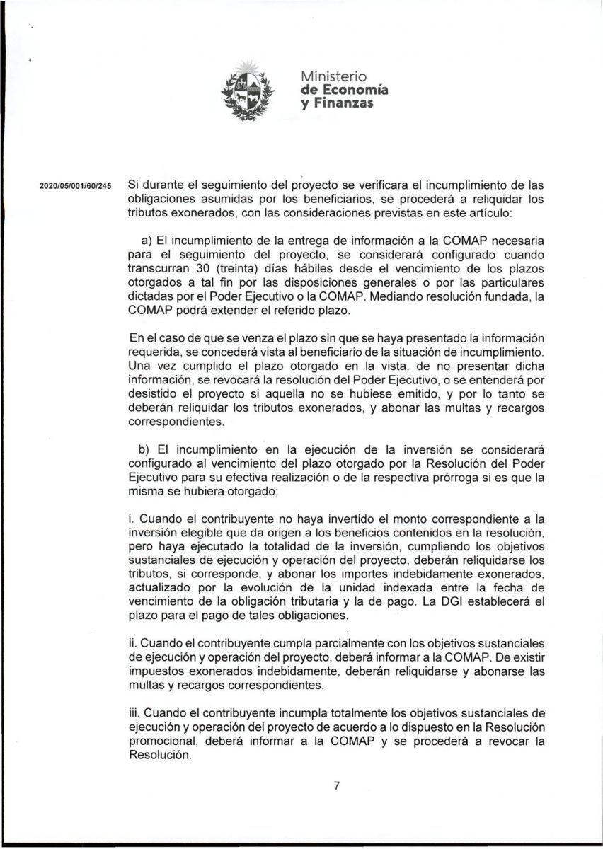 Hoja 7/15 del decreto MEF 172 de 30 de setiembre 2020