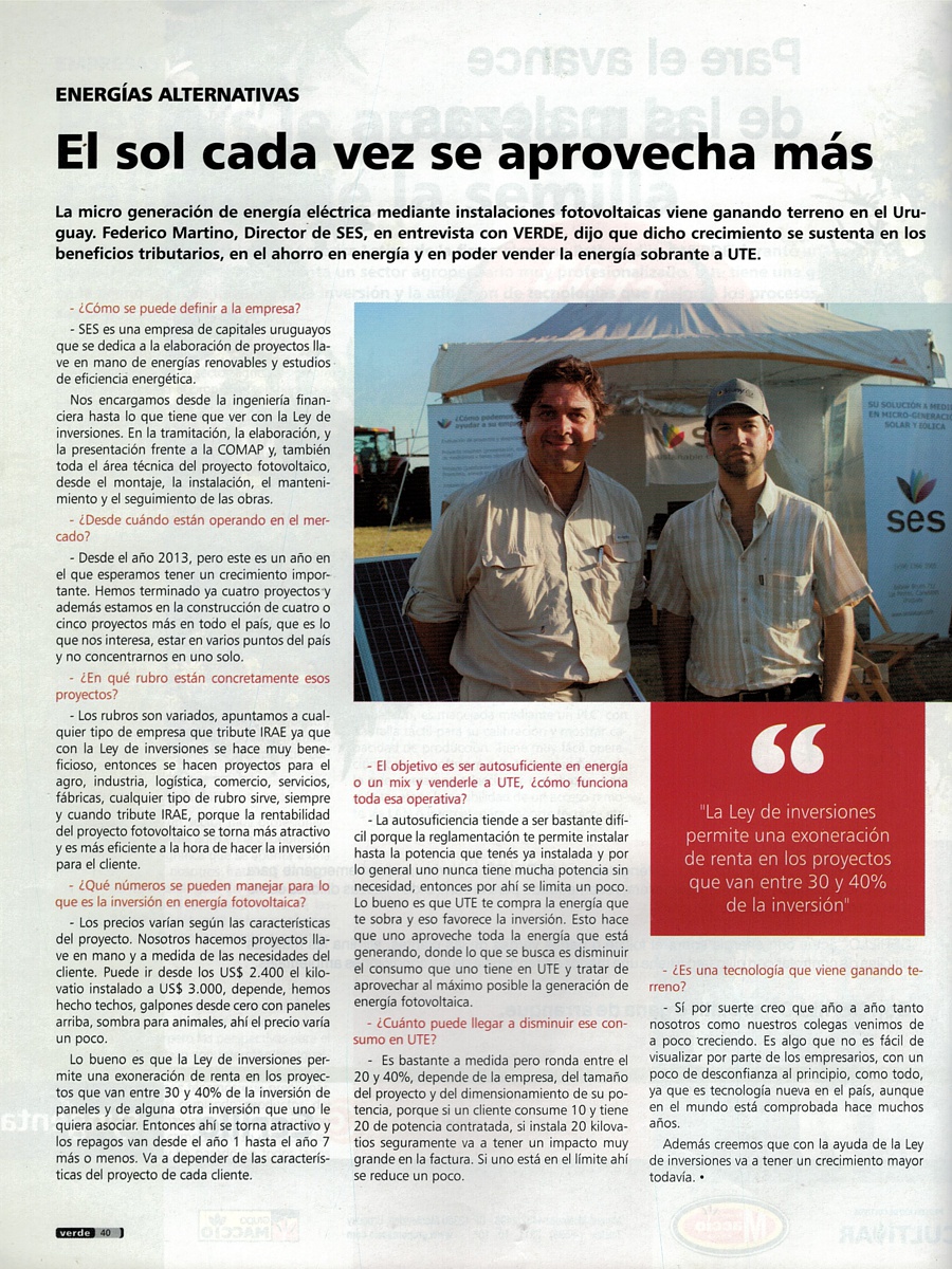 Copia de la entrevista original al director de SES publicada en la revista Verde