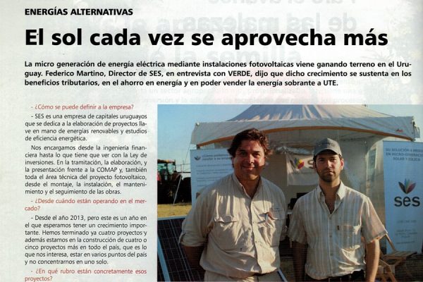 Lee más sobre el artículo Energías alternativas: el sol cada vez se aprovecha más (entrevista en la revista Verde)